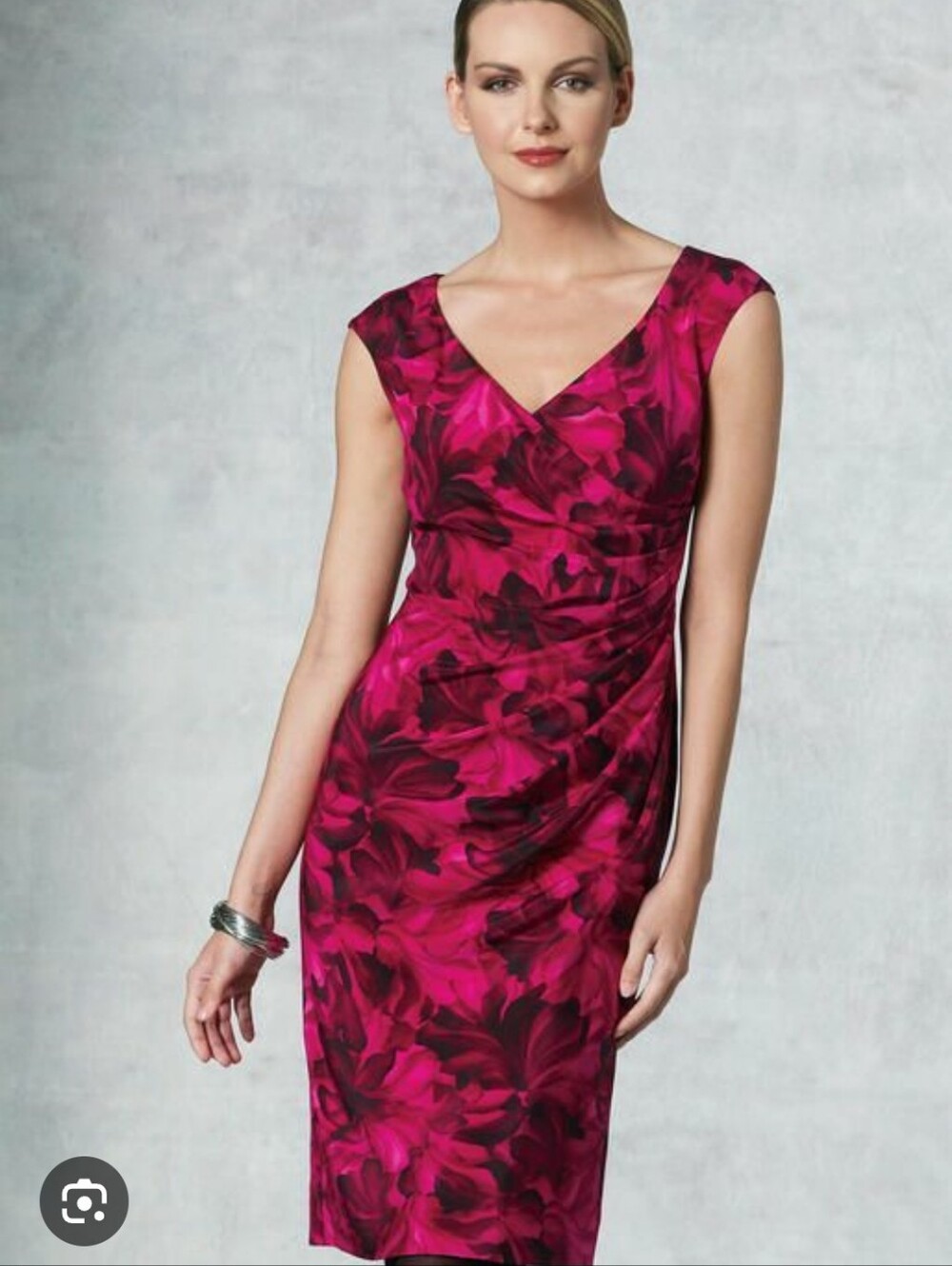Silk Floral Midi Sheath Dress